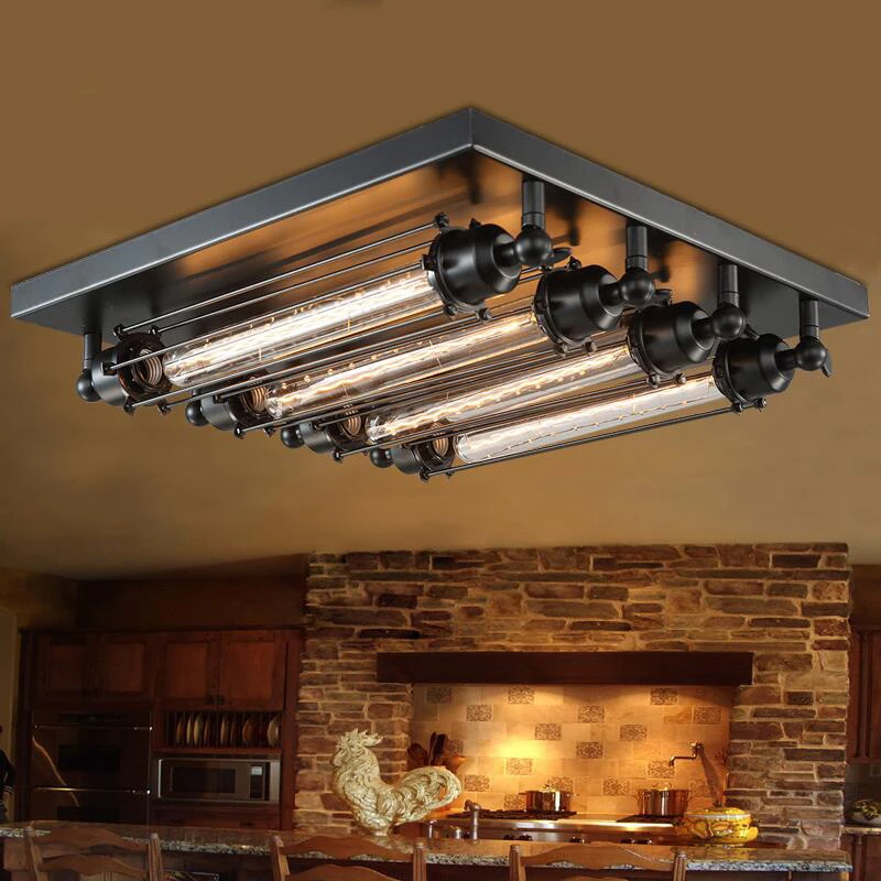 4 головки Лофт RH Ресторан потолочный светильник Ретро панк в кухню бар кофейня