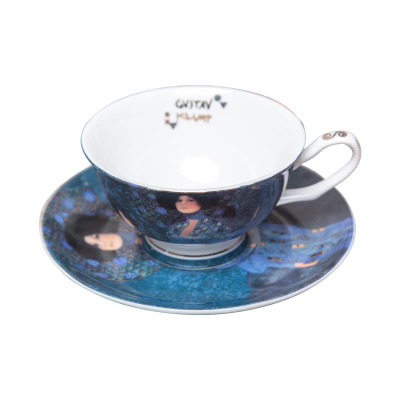 Набор из кофейной чашки и блюдца Klimt дизайн масляная живопись тонкого костяного