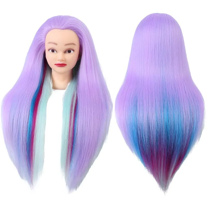 XUANGUANG Synthetic Heat-Resistant Hair Salon Hairdresser Practice Head Model Multi-Color Wig Training Braid Hair Hair Makeup