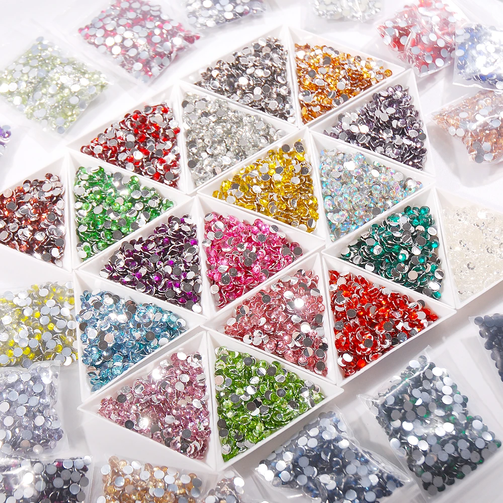 

10000Pcs 2-3-4-5-6mm FlatBack Resin Non- Hot Fix Strass Colourful Decoration Rhinestones For Clothing Art Design DIY