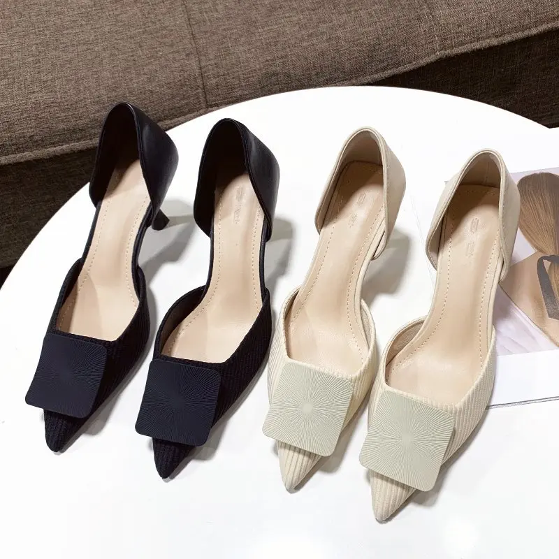 

Fashion Suede Ladies Single Shoes Spring Pointed Stiletto High Heels Women's Shoes Dress Shoes Black All-match High Heels