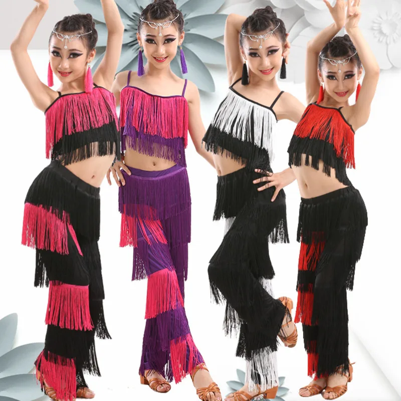 Детские костюмы для латинских танцев Bachata костюм бальных танго сальсы штаны с