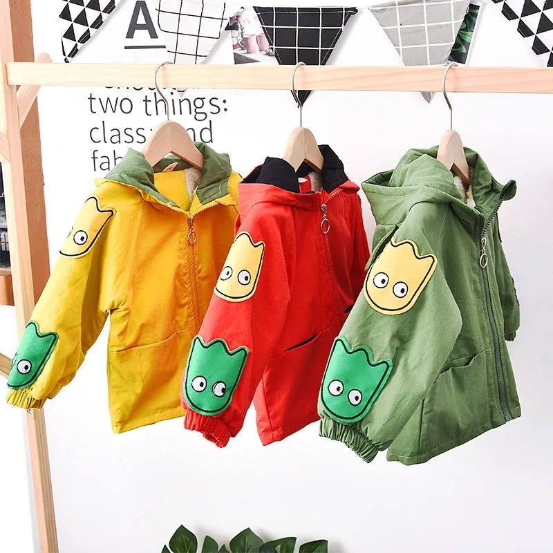 

Детские флисовые куртки на осень и зиму, теплая верхняя одежда с капюшоном для мальчиков, Повседневная ветровка, пальто для малышей