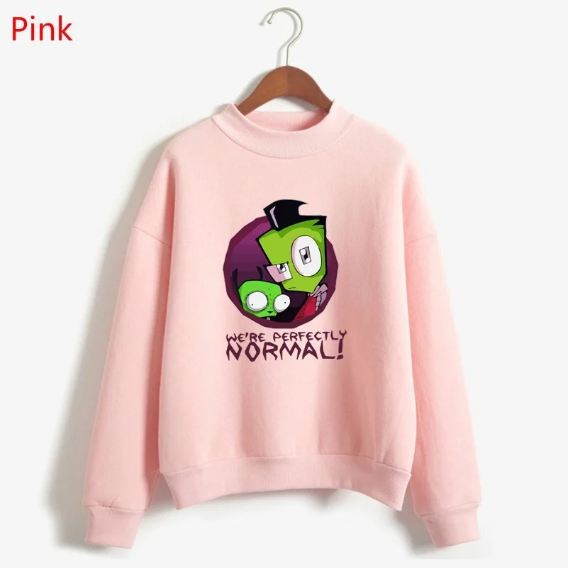 Розовый Kpop женские толстовки Захватчик Зим напечатанный Kawaii с длинным рукавом Толстовка с карманом повседневные пуловеры футболки с надписью толстовки - Цвет: Розовый