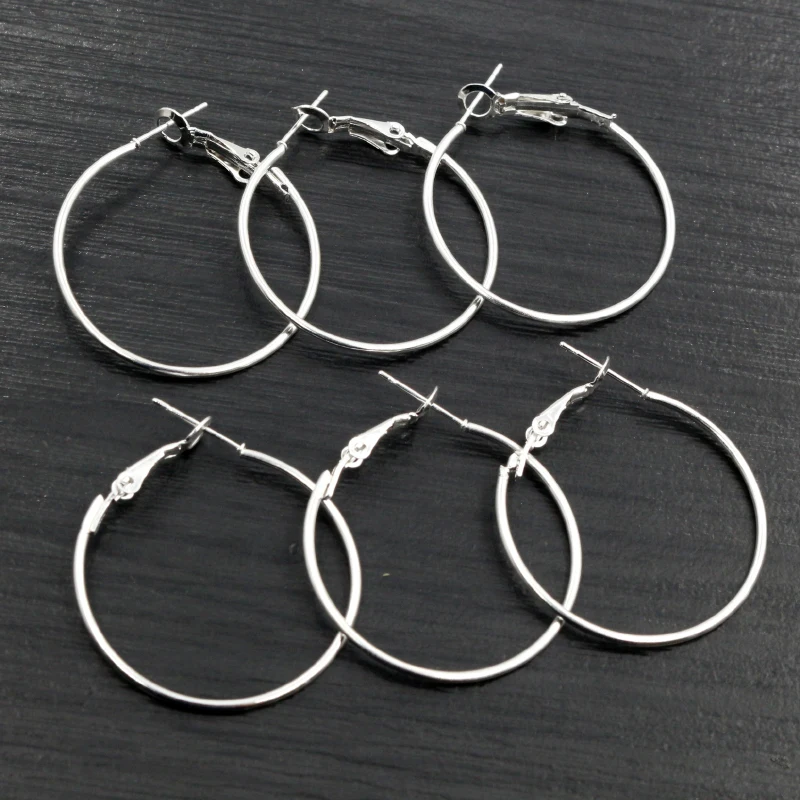 20 шт./лот мм 25 30 5 цветов Круглый круглый обруч большой круг серьги DIY для женщин