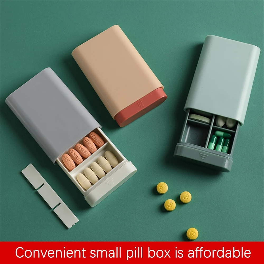 

Travel Portable Pill Box Sealed Moisture-proof Pill Box Travel Division Removable Six Compartment Pill Box Dispenser Storage Box