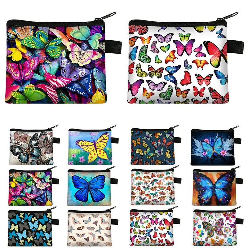 

New Butterfly Printed Coin Purse Fashion All-match Portable Card Holder Cute Sweet Mini Key Storage Bag Women Clutch Bag
