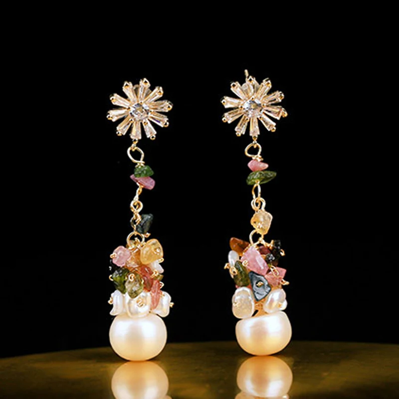 Женские серьги подвески с натуральным пресноводным жемчугом|Серьги-подвески| |