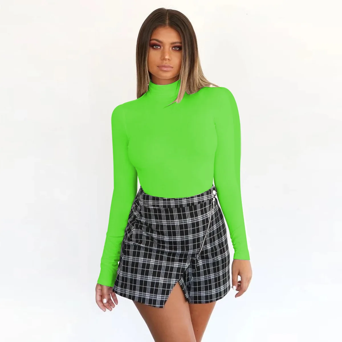 

AIUJXK New Arrival Autumn Winter Turtleneck Bodysuit Women Solid Color Skinny Sexy Body Top Office Club Long Sleeve Jumpsuits