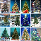 Камни в форме ромба 5D, сделай сам, бриллиантовый рисунок Рождество Бриллиантовая вышивка с изображением дерева Пейзаж Вышивка крестом Стразы мозаика художник домашний декор