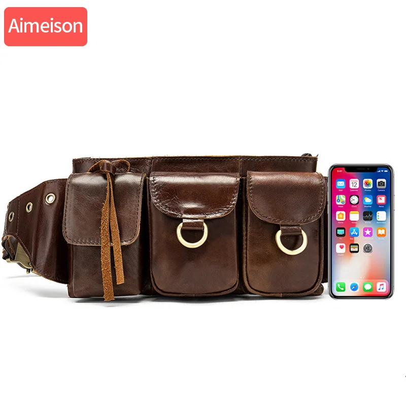 Поясная Сумка Aimeison из натуральной кожи забавная Сумочка для телефона дорожный