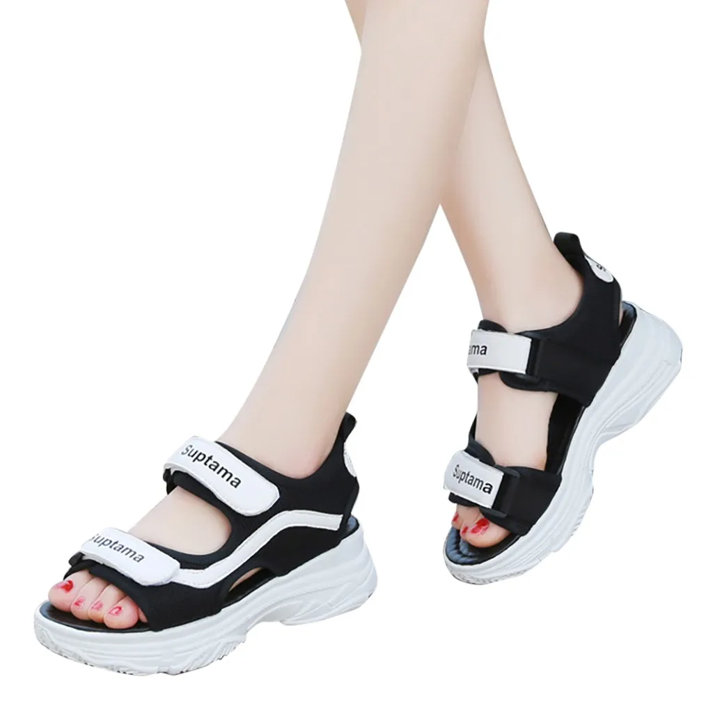 

Sandals Woman Letter Tape Thick Bottom Comfortable Shock Absorption Solid Color Popular Vogue Sandals Women Summer Shoes