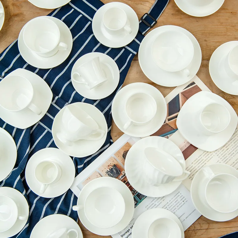 Кофейная чашка из чистого белого костяного фарфора керамические простые