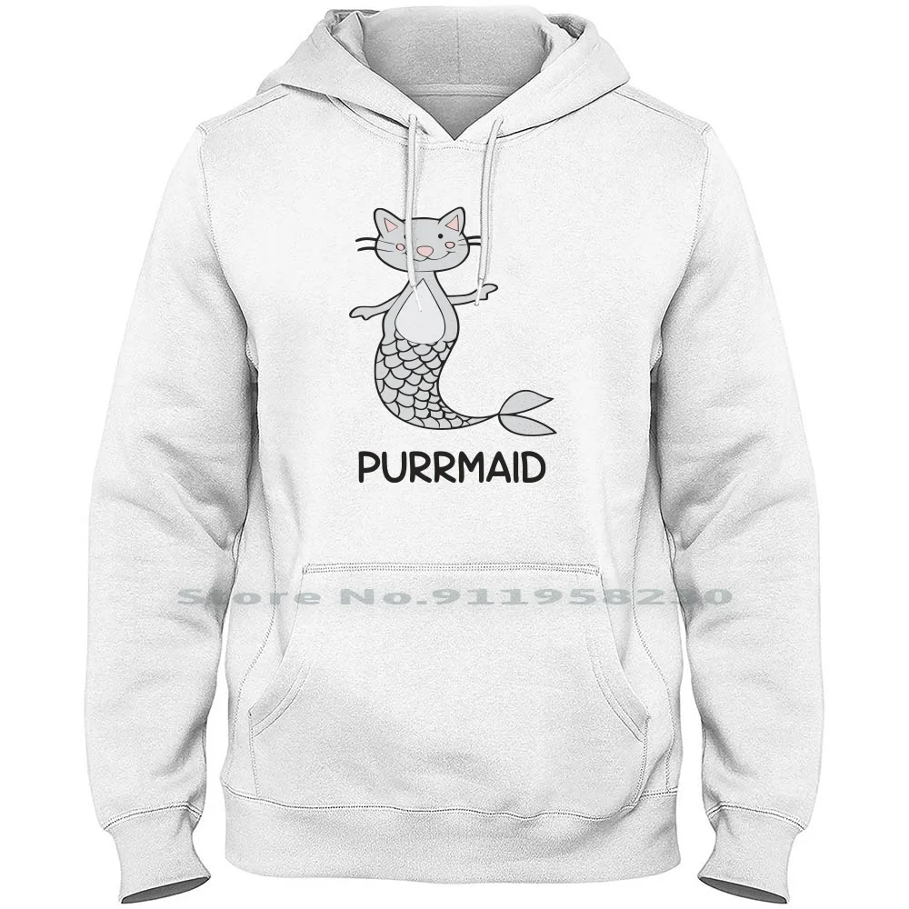 

Толстовка Purrmaid с забавным котенком и русалкой, свитер из хлопка, кошка с котенком и символом русалки, со слоганом, пародия, юмор, Логан Китти, пурпурный логотип