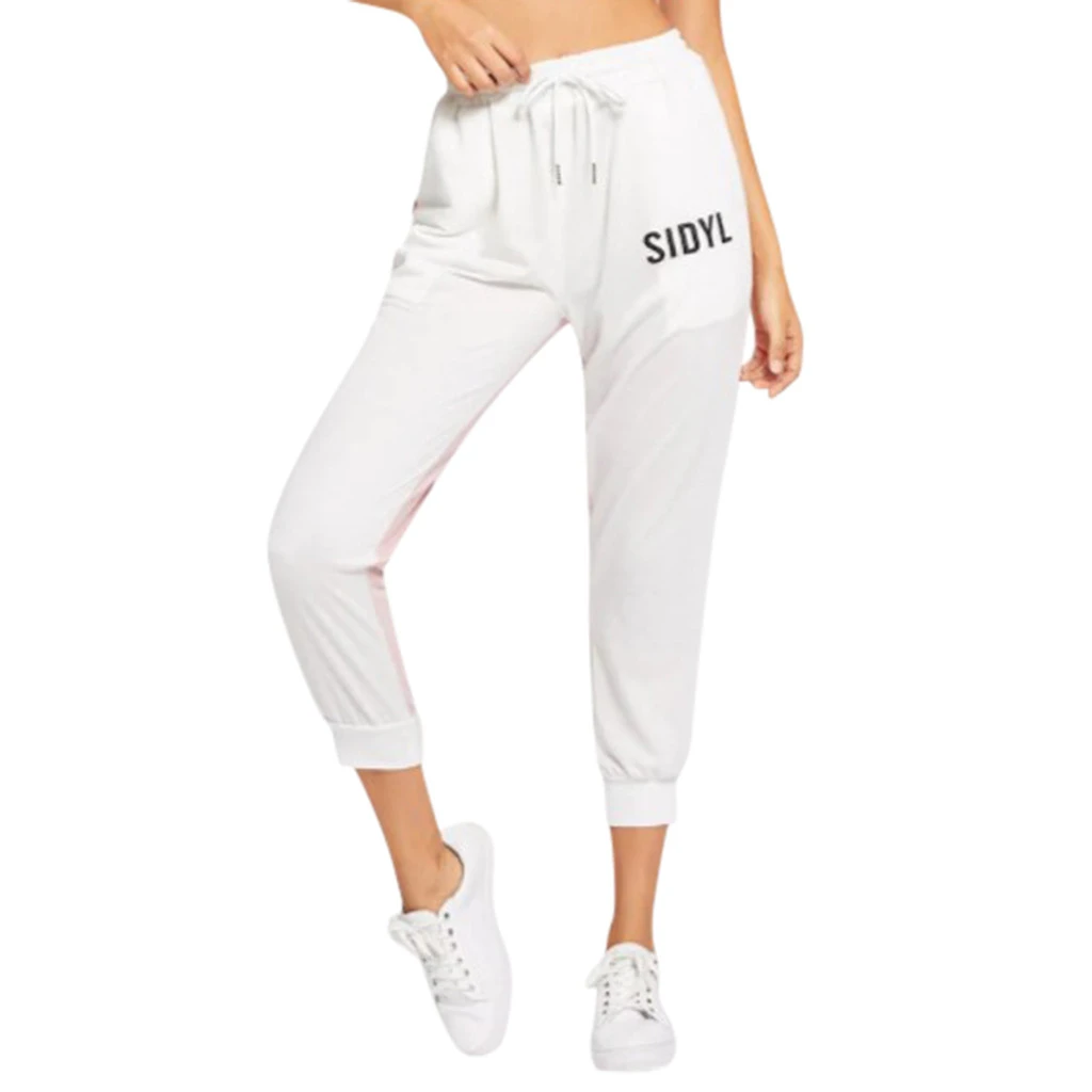 Женские осенние модные штаны с буквенным принтом спортивные Леггинсы для