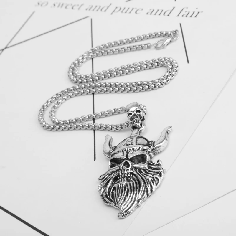 Ожерелье с подвеской в виде головы усов мужское винтажная Байкерская Броня стиле