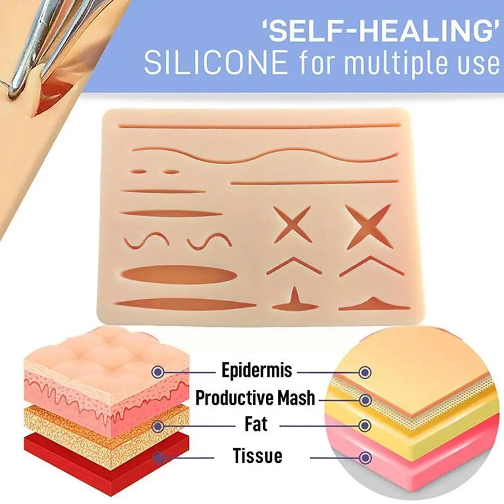 

Hot-skin Suture Practice Silicone Pad With Wound Simulated Teaching Training Needle Tool Kit Scissors Equipment Kit U9h4
