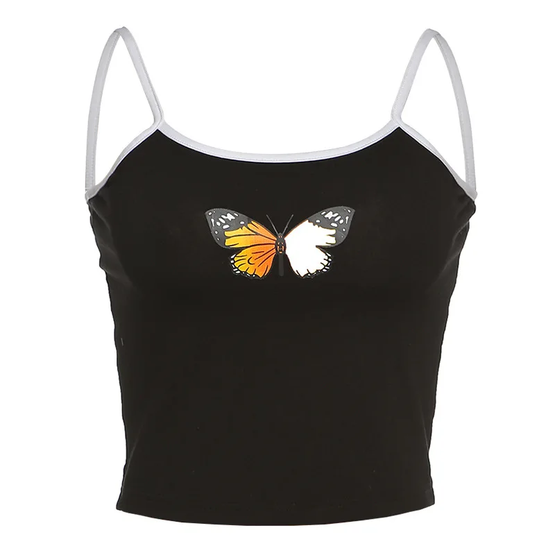 

Sexy 2021 summer women's new butterfly printed camisole active wear street shooting online celebrity with the same paragraph