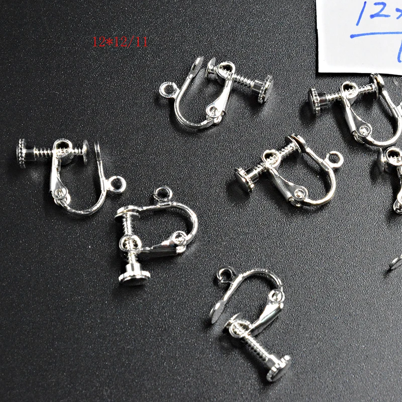 4 шт. 12 мм Винтовые клипсы для ушей серебристые/золотистые/антикварные