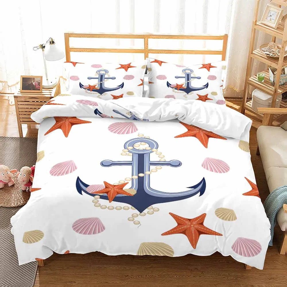 

New 3D Print Ship's Anchor Bedding Set Fashion Duvet Cover For Kids Bedroom Comforter Set Queen Size Bed Set