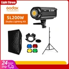 Godox SL-200W SL200W 5600K белая версия ЖК-панель непрерывный светодиодный видео свет + 70x100 см софтбокс + 2,8 м оссветильник ительная стойка + дверь сарая