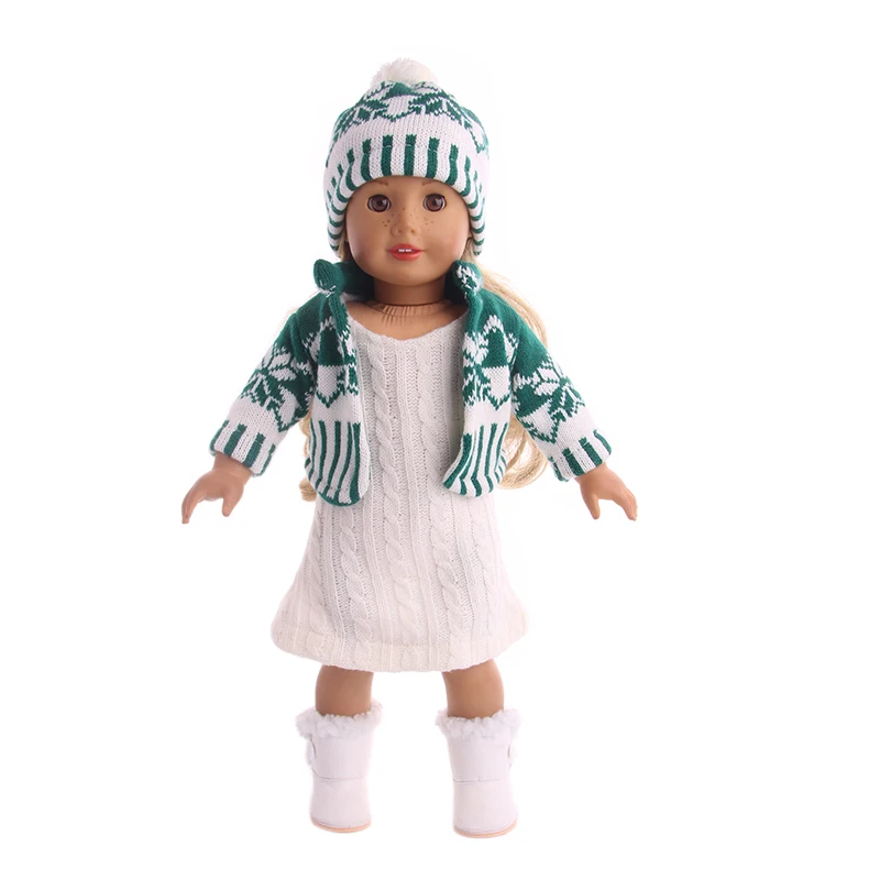 Doll Clothes 3pcs/Set T-shirt/Hat+Knitted Sweater+Skirt Suit For 18 Inch American&43CM Reborn Baby New Born Doll ,Girl's Toy DIY images - 6