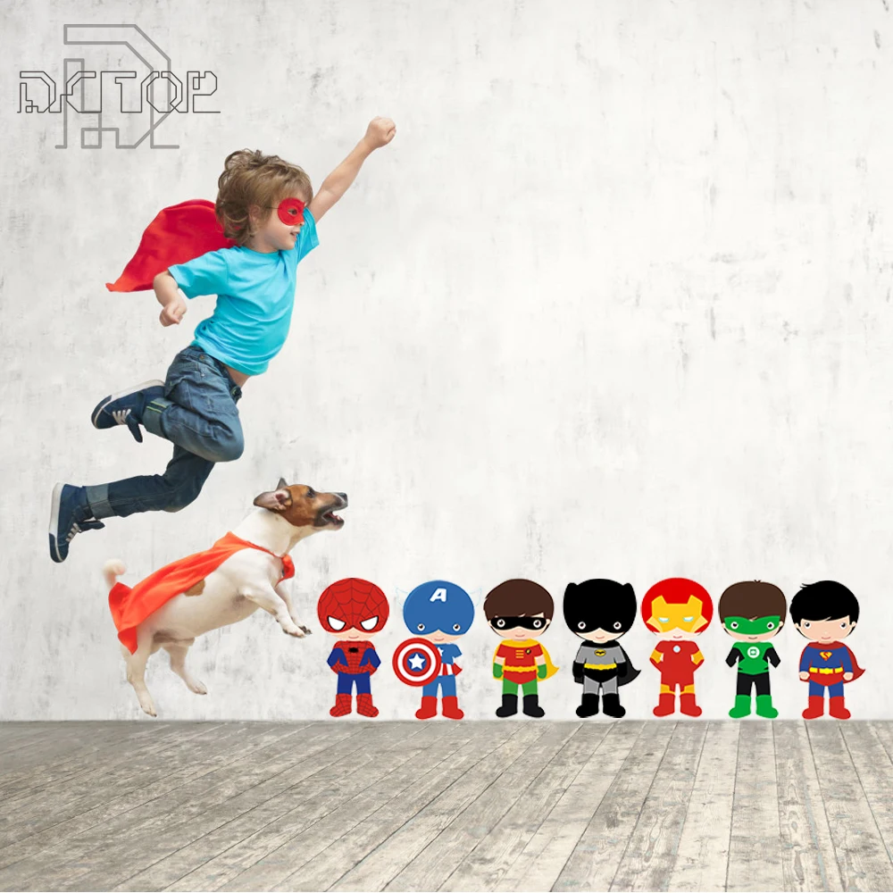 Супер герой наклейки на стену мультфильм Бэтмен художественная наклейка обои