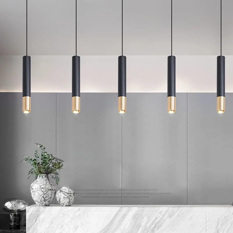 

Затемнения светодиодный длинные подвесные светильники регулируемый фокус для локальных светильников ресторан/столовая/бар цилиндрическая Подвеска лампы Кухня