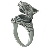 new creative wolf ring opening and closing retro marcasite black domineering mens size 6 12