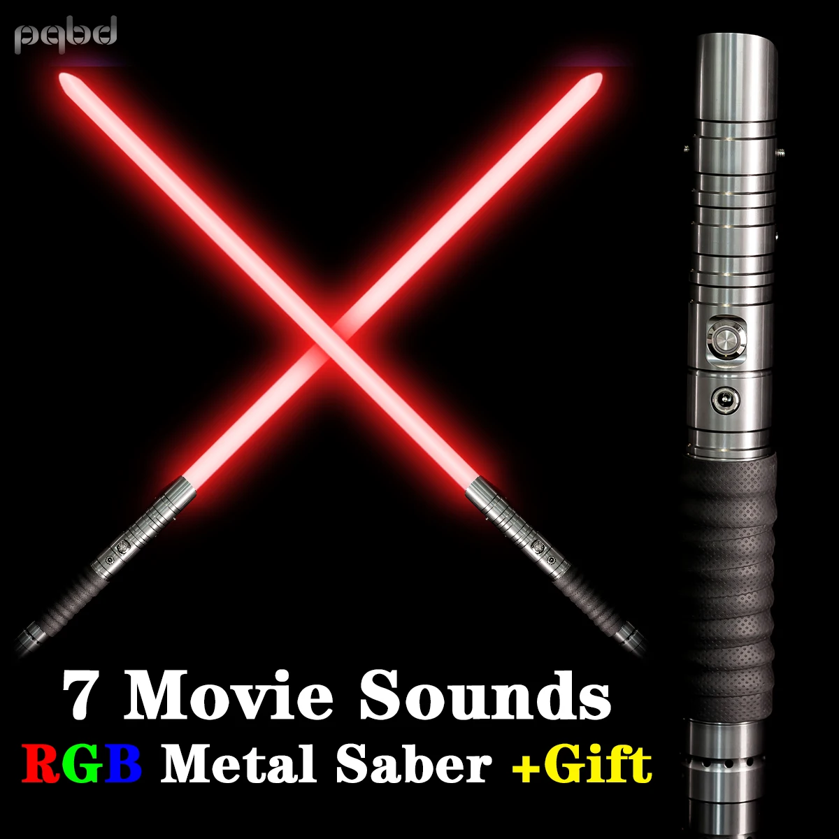 

pqbd Laser Sword RGB 15 Color Change Lightsaber 7 Original Movie Sound Effects Metal Light Saber Cosplay Blaster Toy Force FX