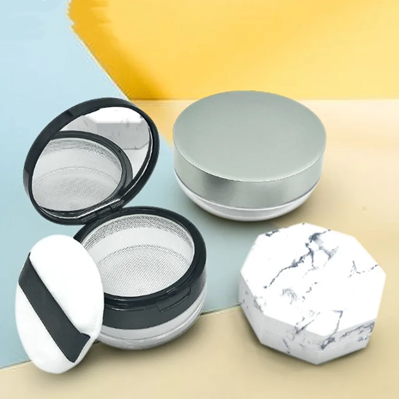 Powder Box Cosmetic Container Travel Empty Refillable Cosmetic Jar Pot Loose Face Powder Sifter Case With mirror 10g 20g