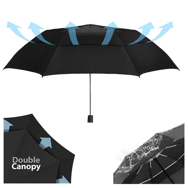Large Folding Women Umbrella Rain Men Double layer Big Travel Waterproof Male Parasol for 3-4 people 125CM Diameter | Дом и сад