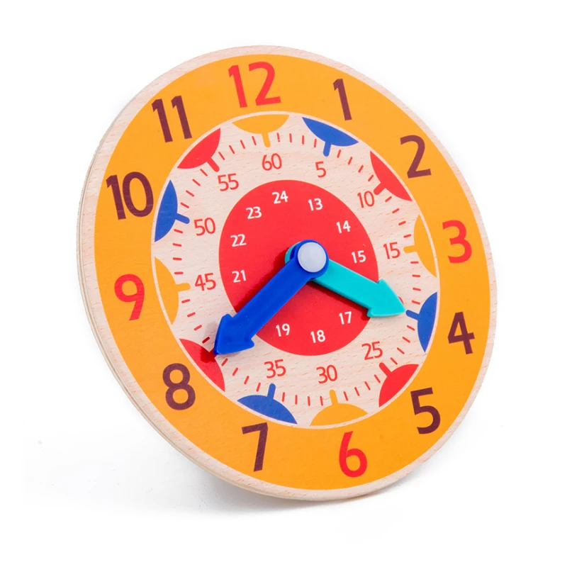 Детские деревянные часы Монтессори с часами и секундой познания красочные