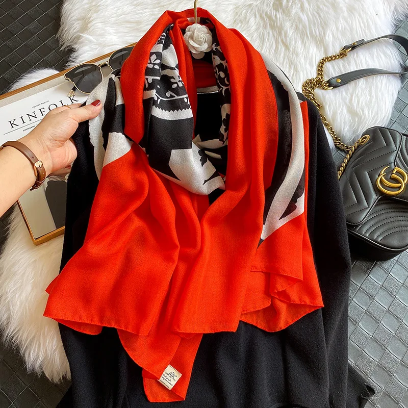 

Women Winter Scarf Warm Cotton Hijab Shawl Wraps Lady Foulard Pashmina Headband Leopard Scarves Bandana Stoles 2021 New
