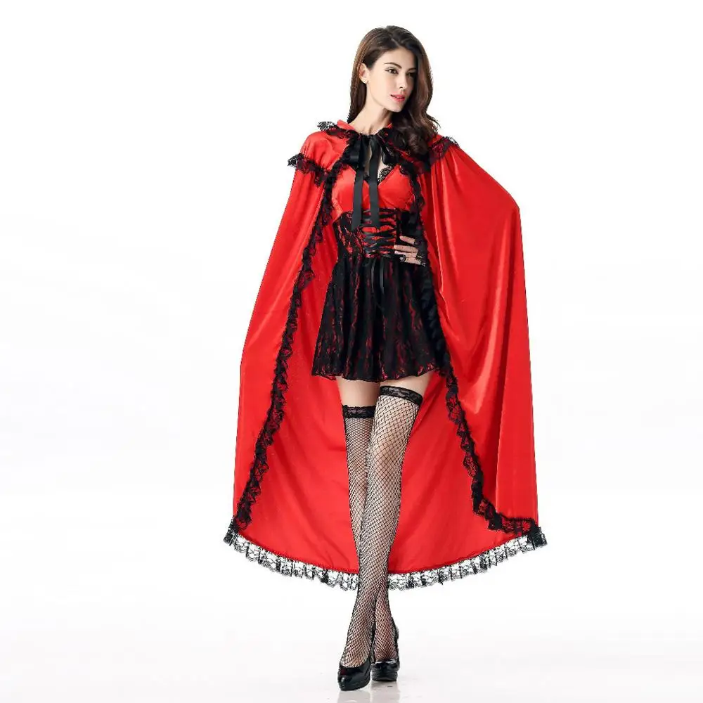 Женские сексуальные костюмы на Хэллоуин кружевное винтажное мини платье ведьмы