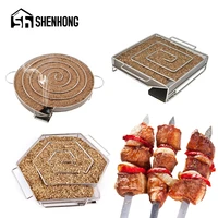 shenhong pellet smoker tray cold smoke generator stainless steel barbecue tools camping meat bacon fish grill baking accessories