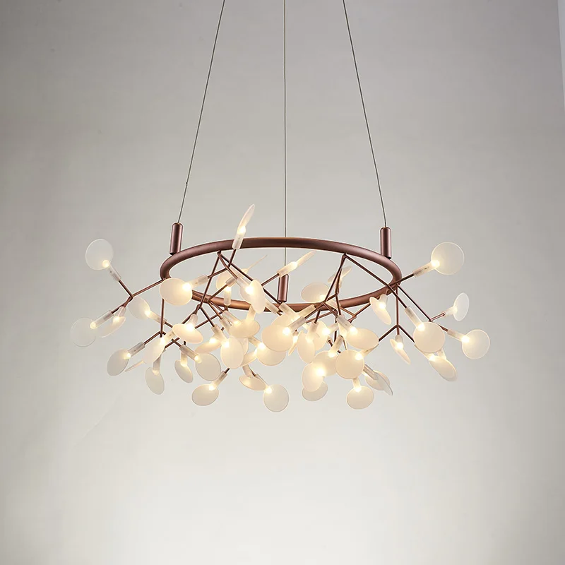 Kobuc Romantic Firefly LED Chandelier Light Stylish Tree Branch/Round Metal Dining room Restaurant Ceiling Spotlight | Освещение
