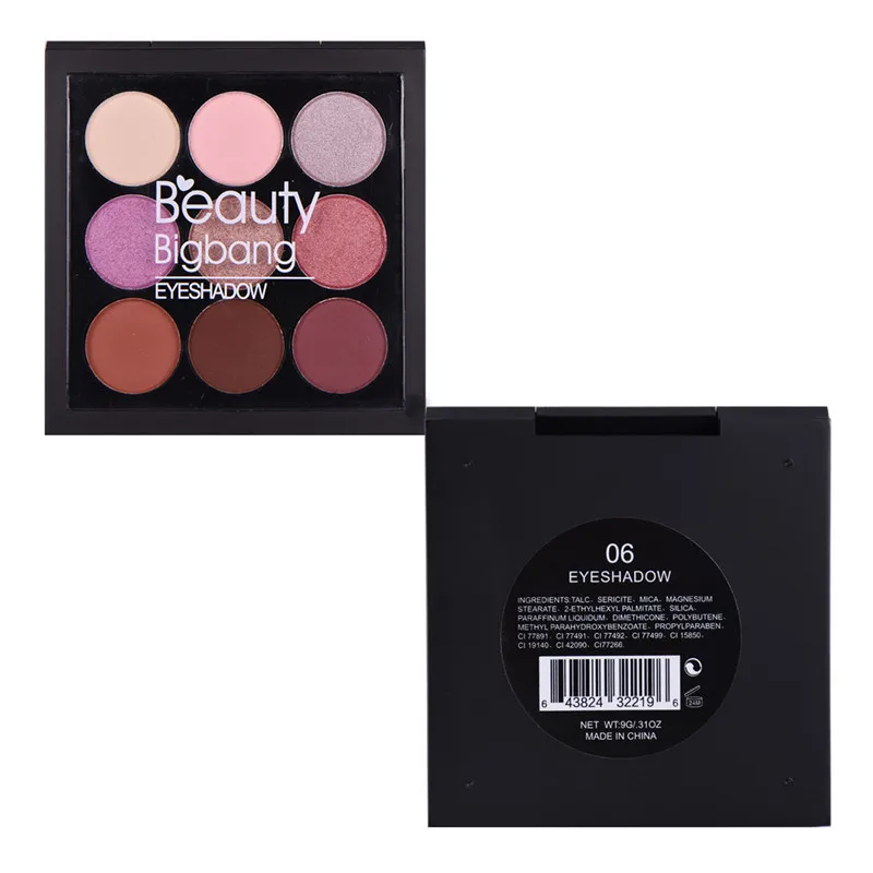 BeautyBigBang, 9 цветов, тени для век, палитра, тени для век, матовые, мерцающие, макияж, палитра, Sombras, Maquiagens, Cienie Do Powiek, тени для век