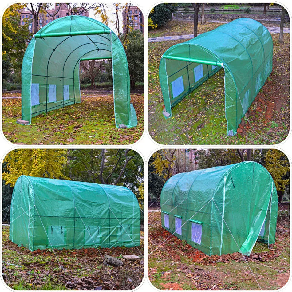 AULAYSED горячий зеленый дом 12'X7'X7' большой прогулки на открытом воздухе Садоводство прочный теплица железный Стенд Крышка
