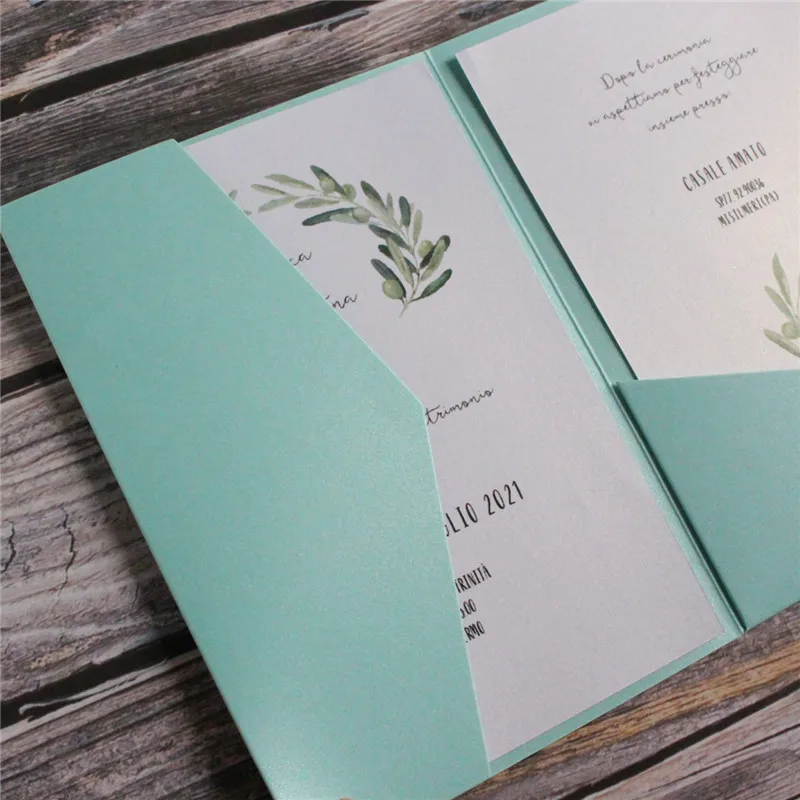 Свадебное цветное трехскладное приглашение от Тиффани свадебные приглашения