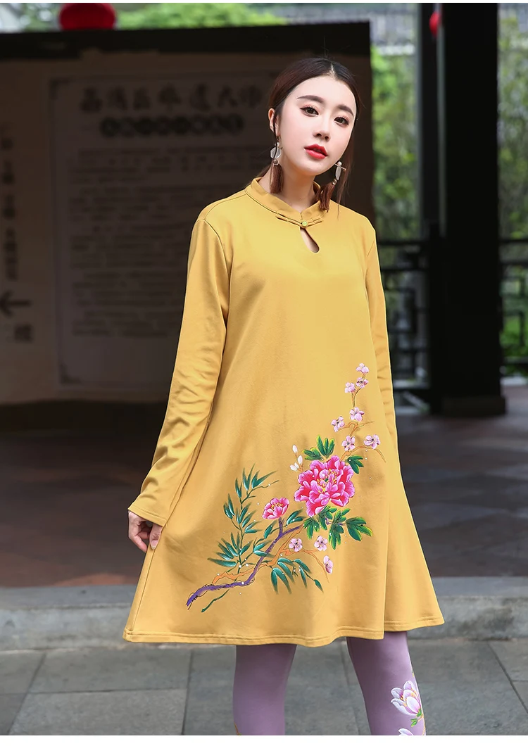 2019 женские осенние хлопковые футболки свободного покроя в китайском стиле с