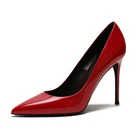 Женские туфли-лодочки из лакированной кожи, на высоком каблуке, с острым носком