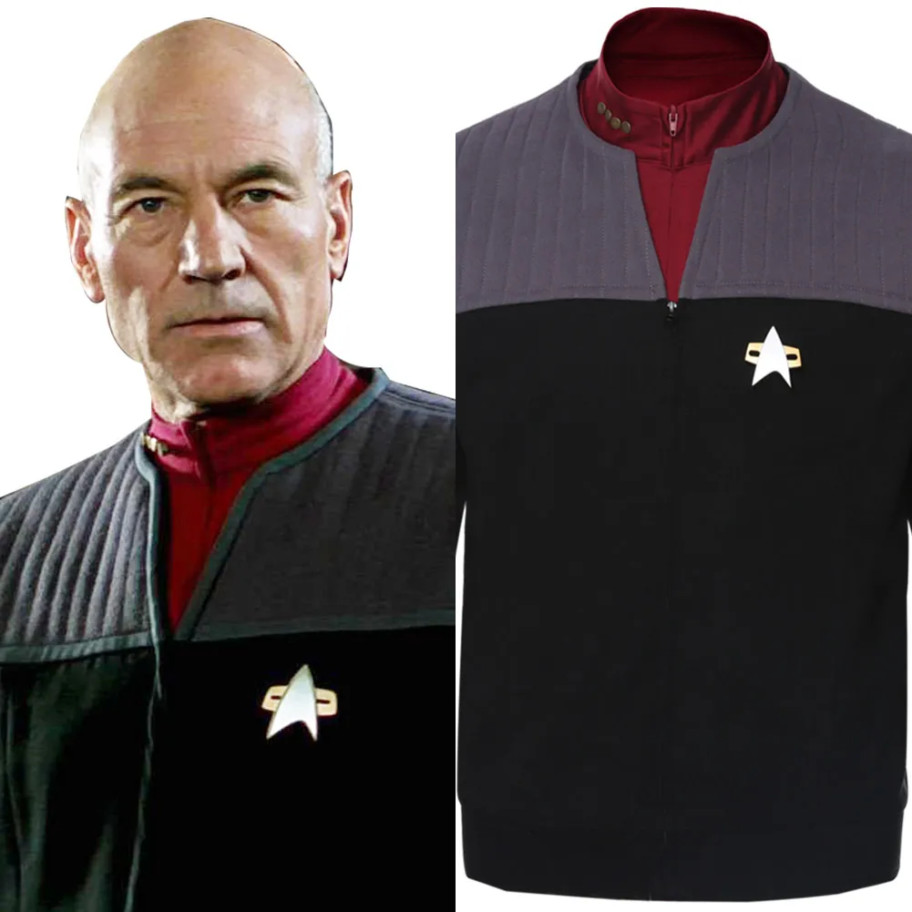 

Star Cosplay Jean-Luc Picard Costume Generations Vest Shirt Coat Jacket Tops Adult Men Autumn Uniform Outfits