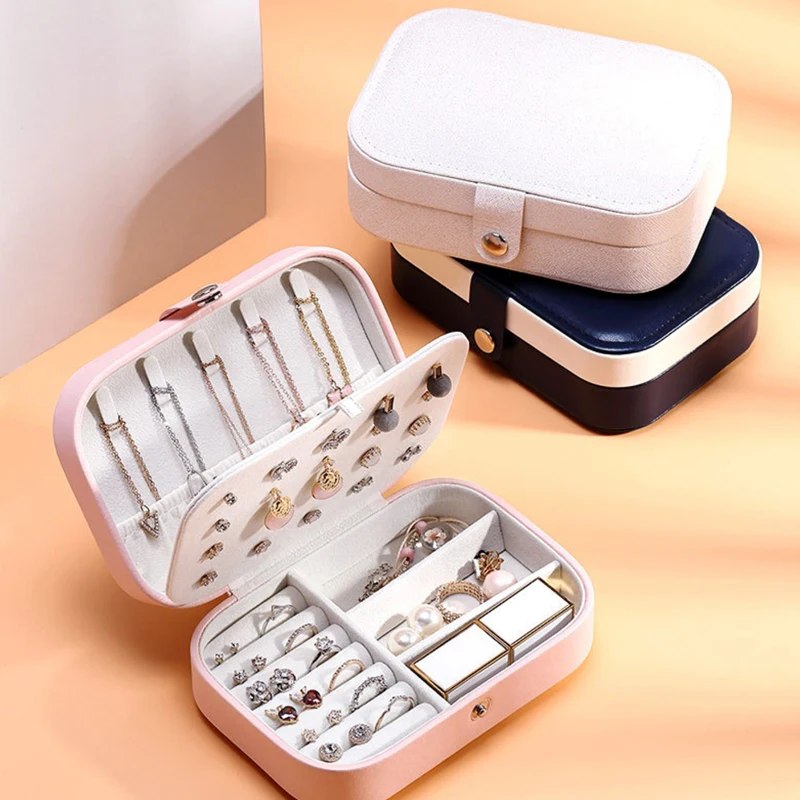 Портативная коробка для ювелирных изделий из искусственной кожи двухслойная