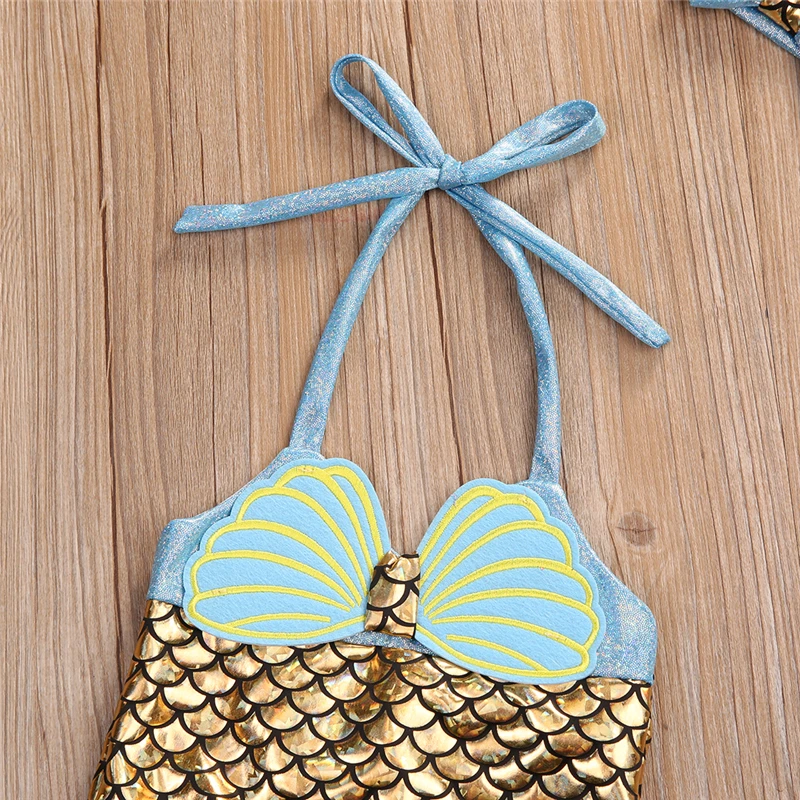 Детский комплект бикини Русалочка из 2 предметов летний купальный костюм для