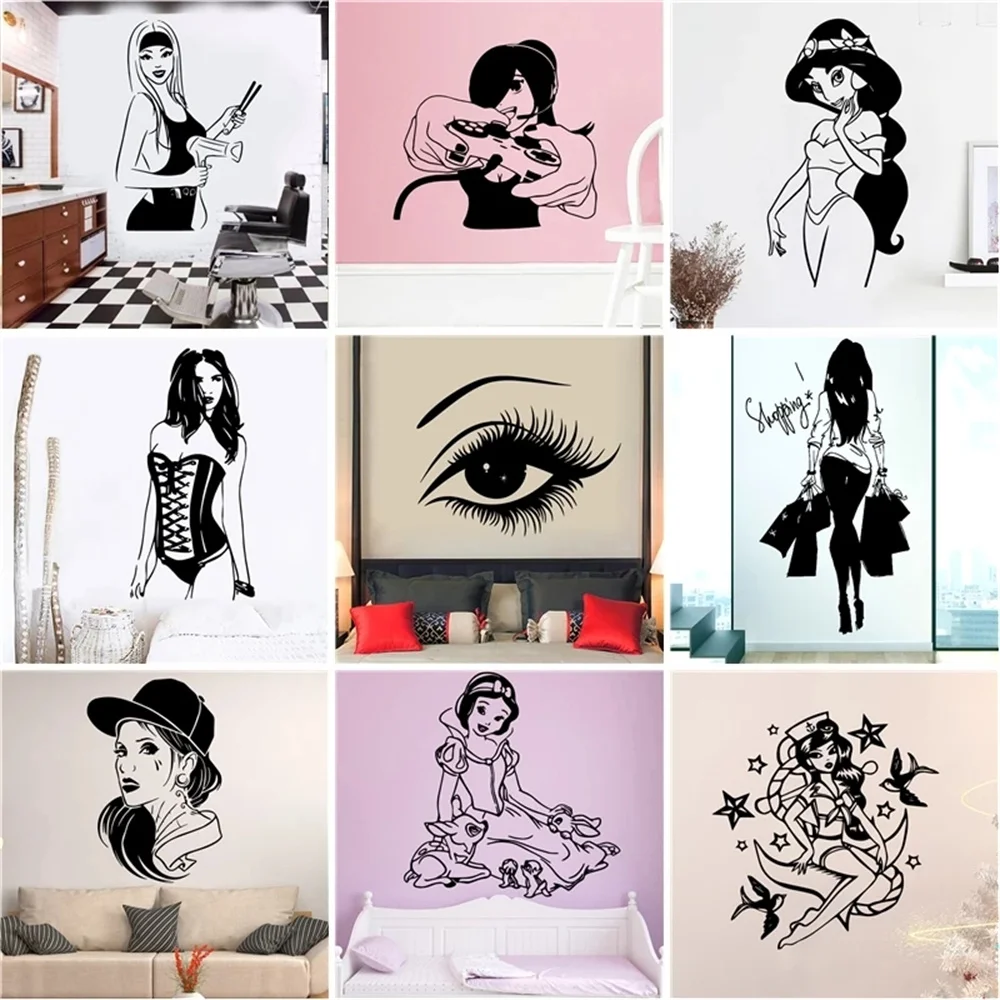 

Fashion Style Sexy Girls And Lady Wall Stickers Wall Decor For Living Room Bedroom Vinyl Room Decoration Accessories