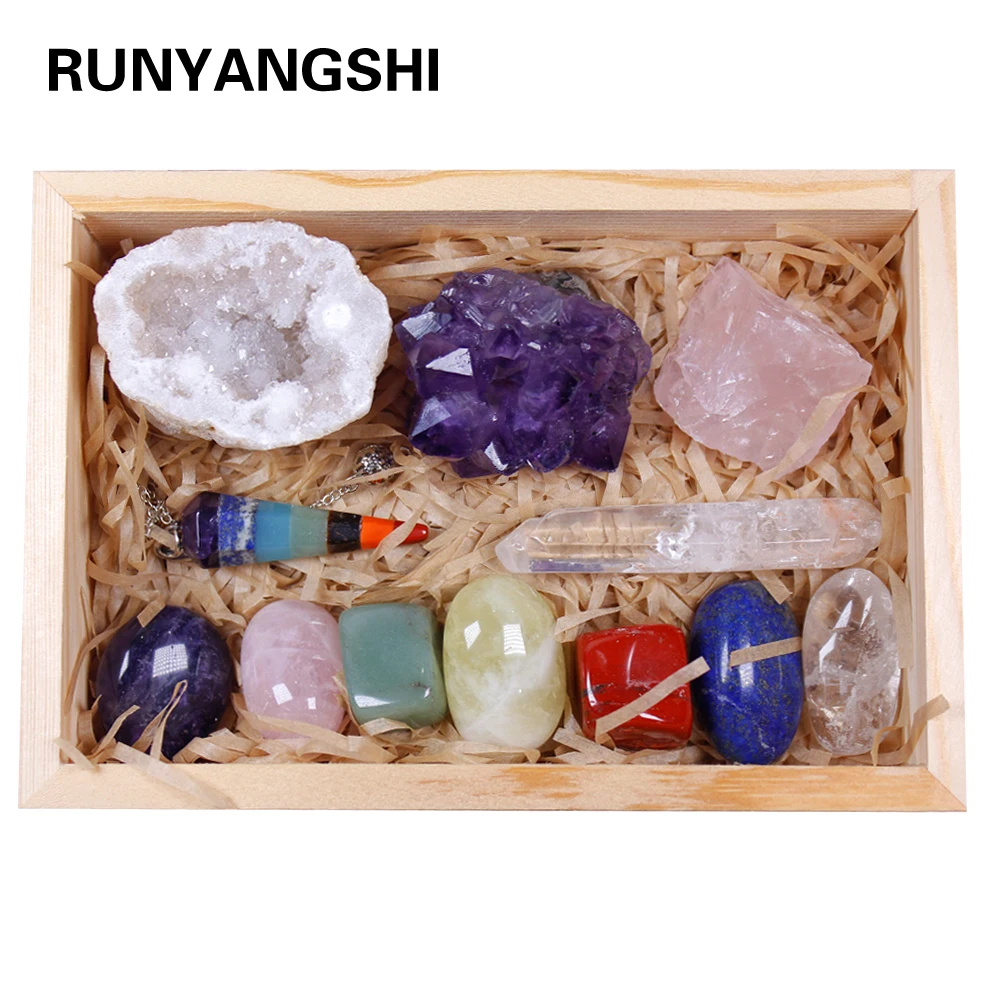 12 шт. натуральный кристалл исцеления камни драгоценные семь чакр аметист кварц