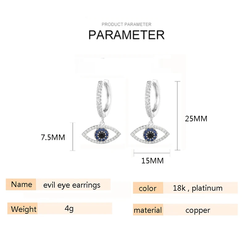 SIPENGJEL голубой циркон турецкие серьги для глаз ювелирный набор черные глаза кулон