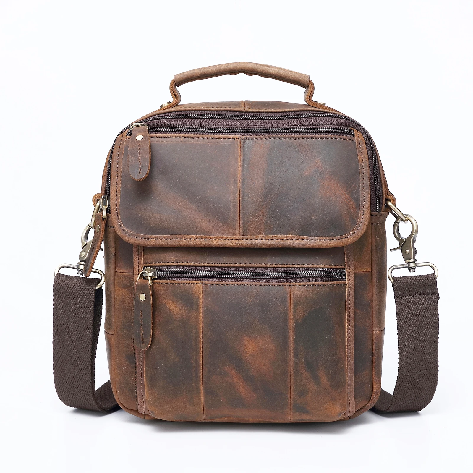 

Quality Leather Male Casual Design School Shoulder Messenger Crossbody bag Fashion College Tablet Tote Mochila Satchel bag 038-c