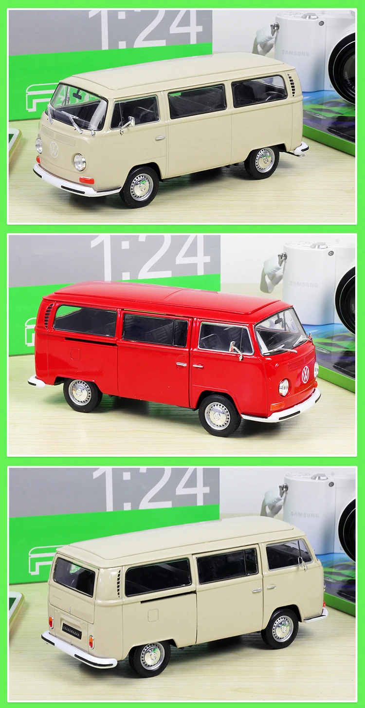 WELLY литье под давлением 1:24 масштаб автомобиля игрушки 1972 Volkswagen T2 автобус модель автомобиля симулятор сплава металла классическая игрушка автомобиль для ребенка Подарочная коллекция